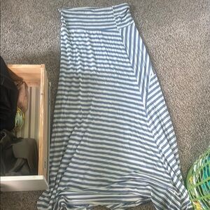 Promesa Asymmetrical Blue and White Maxi Skirt